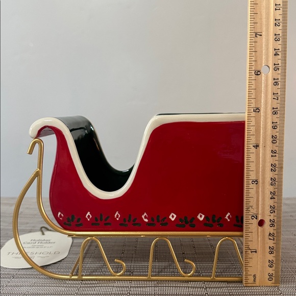 Christmas Threshold Holiday Ceramic Card Holder Festive Red...